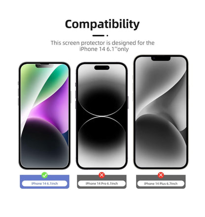 Protector Pantalla para iPhone 14 (6,1 Pulgadas)2 Unid y 2 unid  Protector de Lente de Cámara - Cristal Templado - Anti-Rayaduras - Ultra Resistente - Cristal Dureza 9H