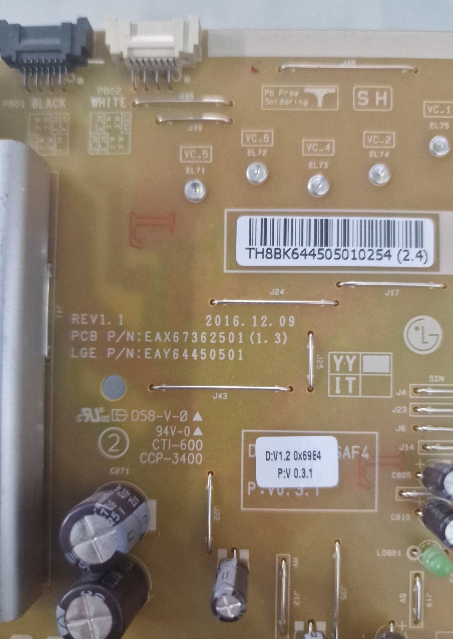 Fuente Alimentación LG 55UK6950PLB (1.3) EAX67362501 (1.3) EAY64450501, LGP55L - 17UL6 - PIEZASTV