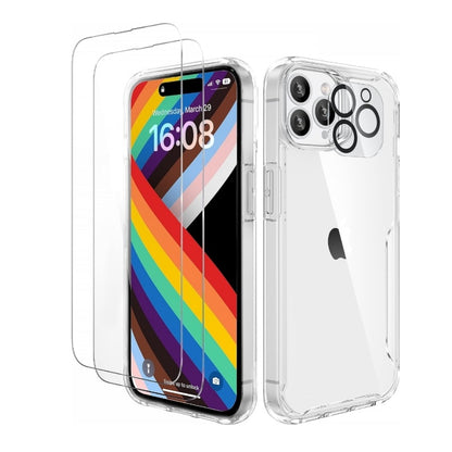 Funda para iPhone 14 Pro con [2 Protectores de Pantalla + 1 Protector de Lente de Cámara] – Carcasa Transparente Antigolpes y Antiarañazos, Diseño Bumper para Máxima Protección, Compatible con iPhone 14 Pro (6.1").