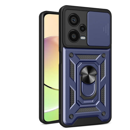 Funda para Xiaomi Redmi Note 12 Pro+ Plus 5G, Antigolpes PC+TPU Silicona Carcasa, Anticaída Premium Estuche. Caso con Soporte Magnético Anillo y Cámara Cubierta Deslizante. Azul